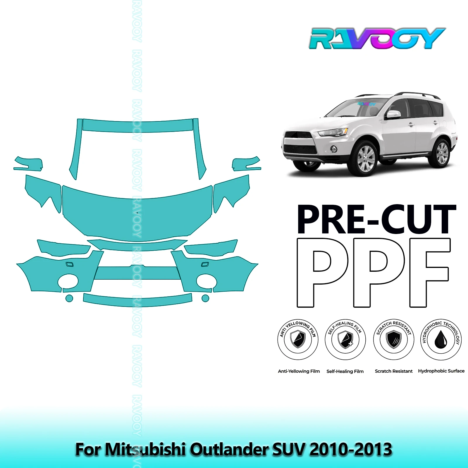

Car Front Kit Clear Bra Precut PPF Paint Protection Film For Mitsubishi Outlander SUV 2010-2013