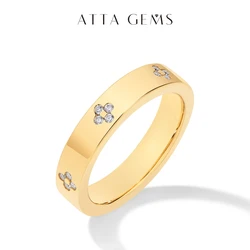 ATTAGEMS-Anillo de boda de moissanita para mujer, sortija de corte redondo de 1,25mm, plata de ley S925, forma de flores, joyería fina