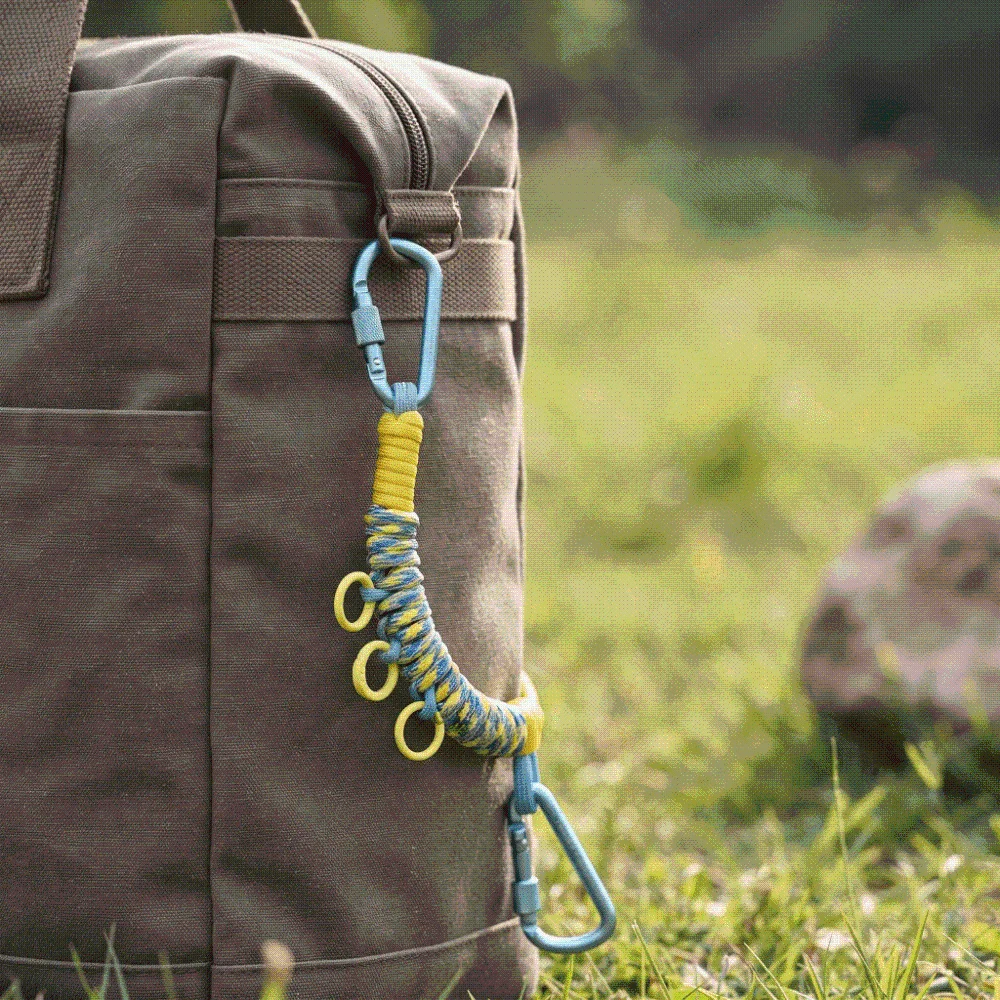 Hand Woven Paracord Bag Charm Rope Vibrant Dopamine Detachable Braided Key Chain Lightweight Sturdy Metal Clip