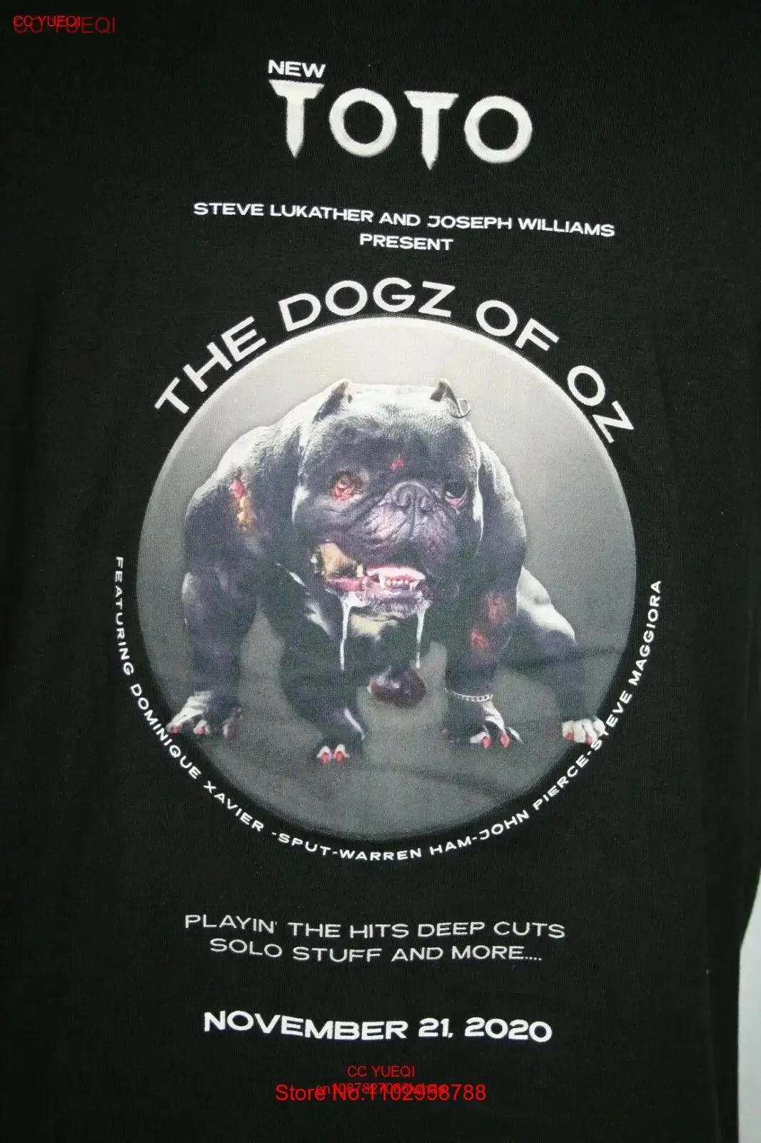 ФУТБОЛКА TOTO The Dogz Of Oz 2020, концертная футболка Livestream M Steve Lukather, РЕДКАЯ группа