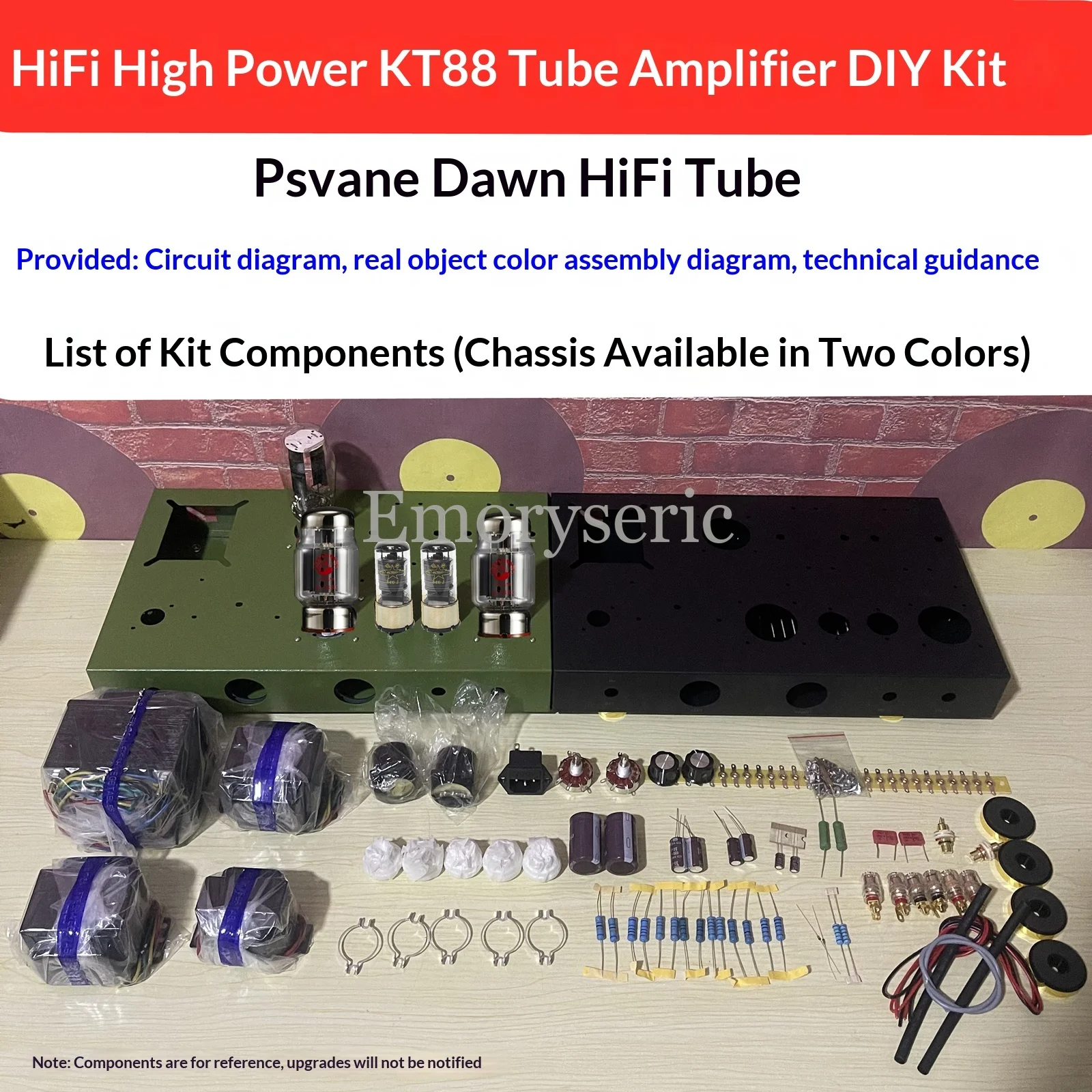 PSVANE KT88 Buizenversterker DIY-kit / Afgewerkt, Single-Ended Klasse A met buisgelijkrichter
