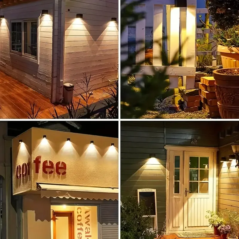 Solar Wall Lights Outdoor Solar Light with Warm White & RGB Modes Modern Square LED Downlights for House Numbers Mailbox Address