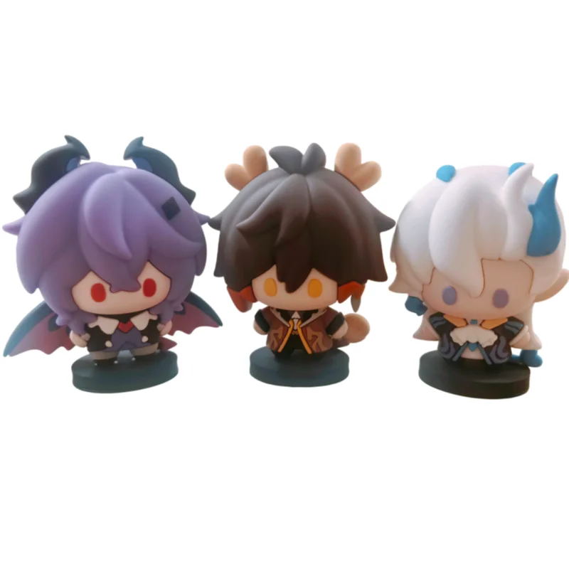 Genshin Impact Mini Niedliche Figur 7cm Neuvillette Zhongli Durin PVC-Figur mit Sockel Desktop-Ornament Sammlerstücke Geschenke