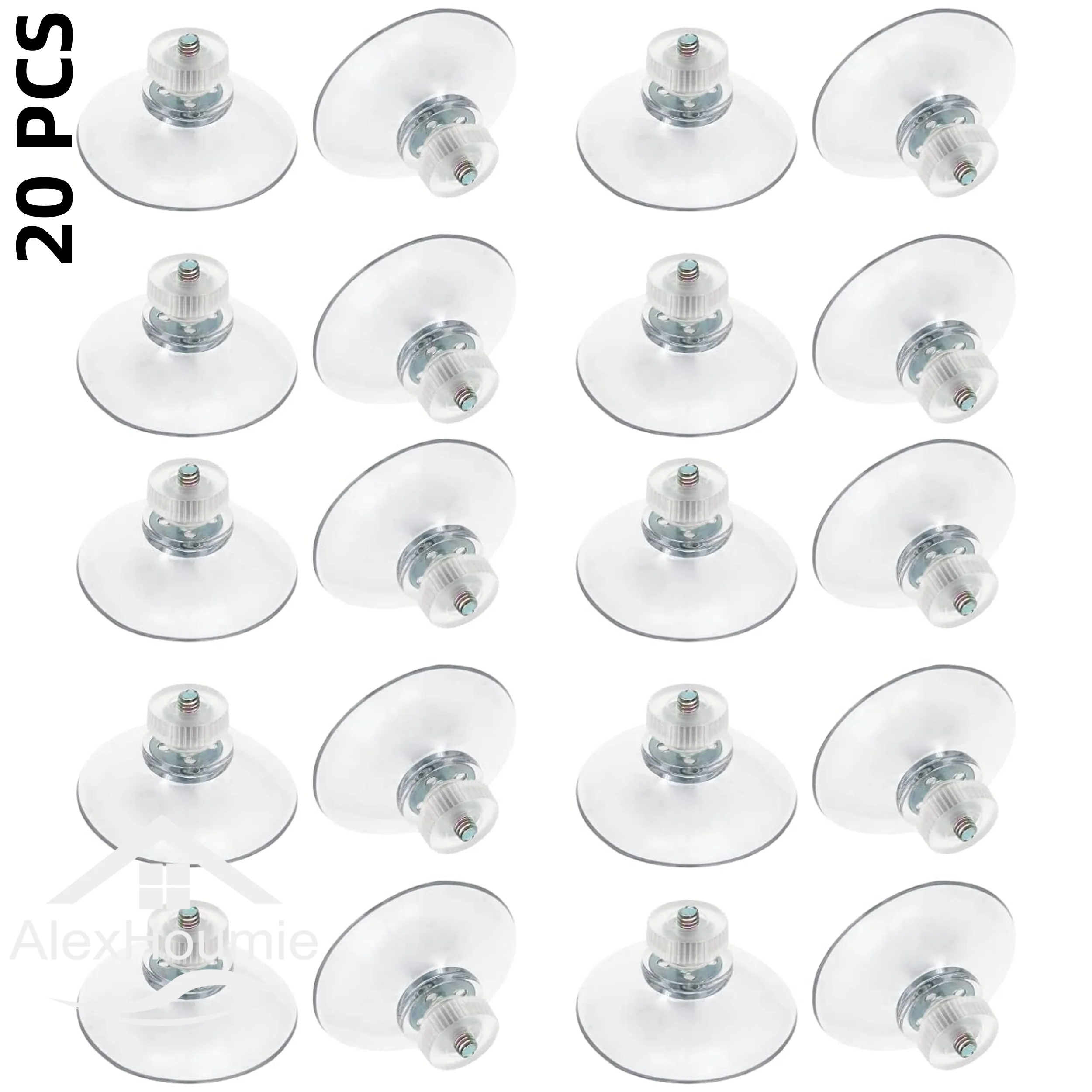 20PCS PVC Sucker with Screw Nut 25/32/41/53mm Strong Adhesive Suction Holder Rubber Sucker Pad with Screw for Wall Glass Window