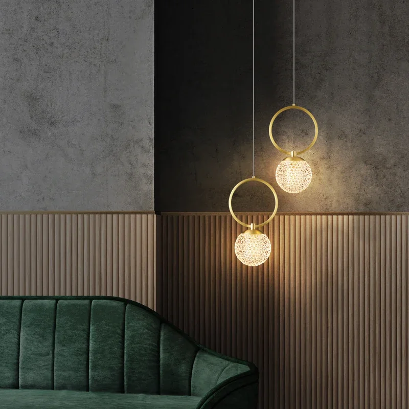 PLLY Contemporary Copper Pendant Lamp LED Gold Brass Chandelier Simple and Classic Creative Decor for Home Bedroom Bedside