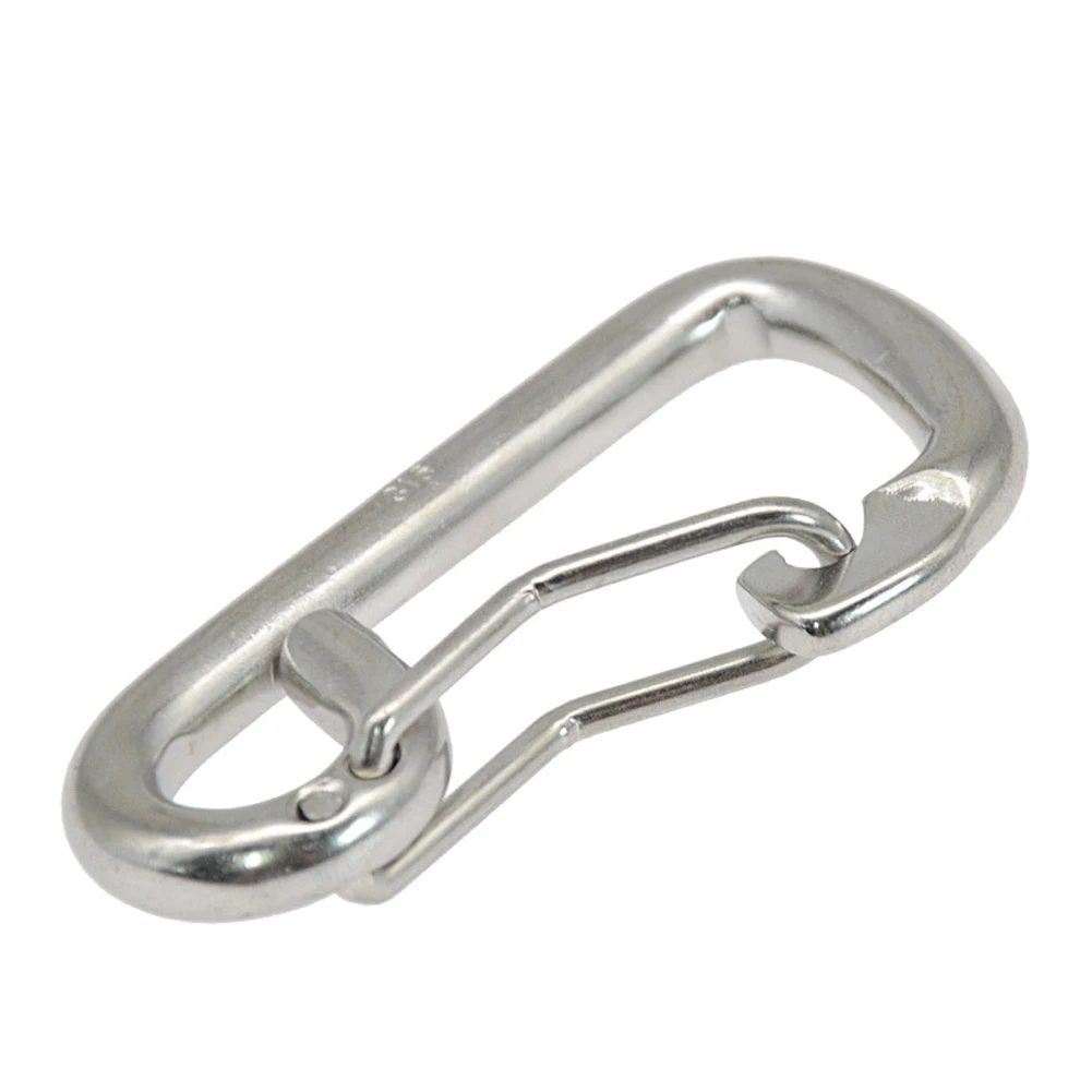 Scuba Diving 316 Stainless Steel Safety Buckle Camping Flat Carabiner Hook 80mm For Scuba Diving,Kayak Boat,Camping