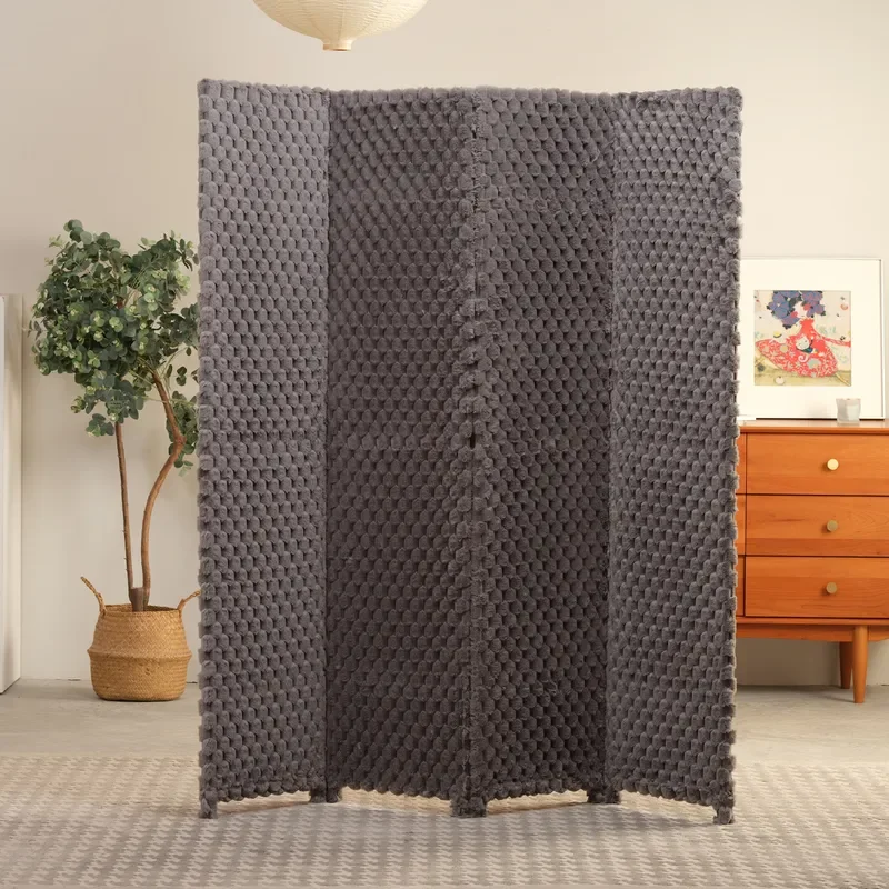 Imitation Flannel Folding Screen Modern Simple Movable Partition for Bedroom Office Home Entrance Hotel Living Room Divider