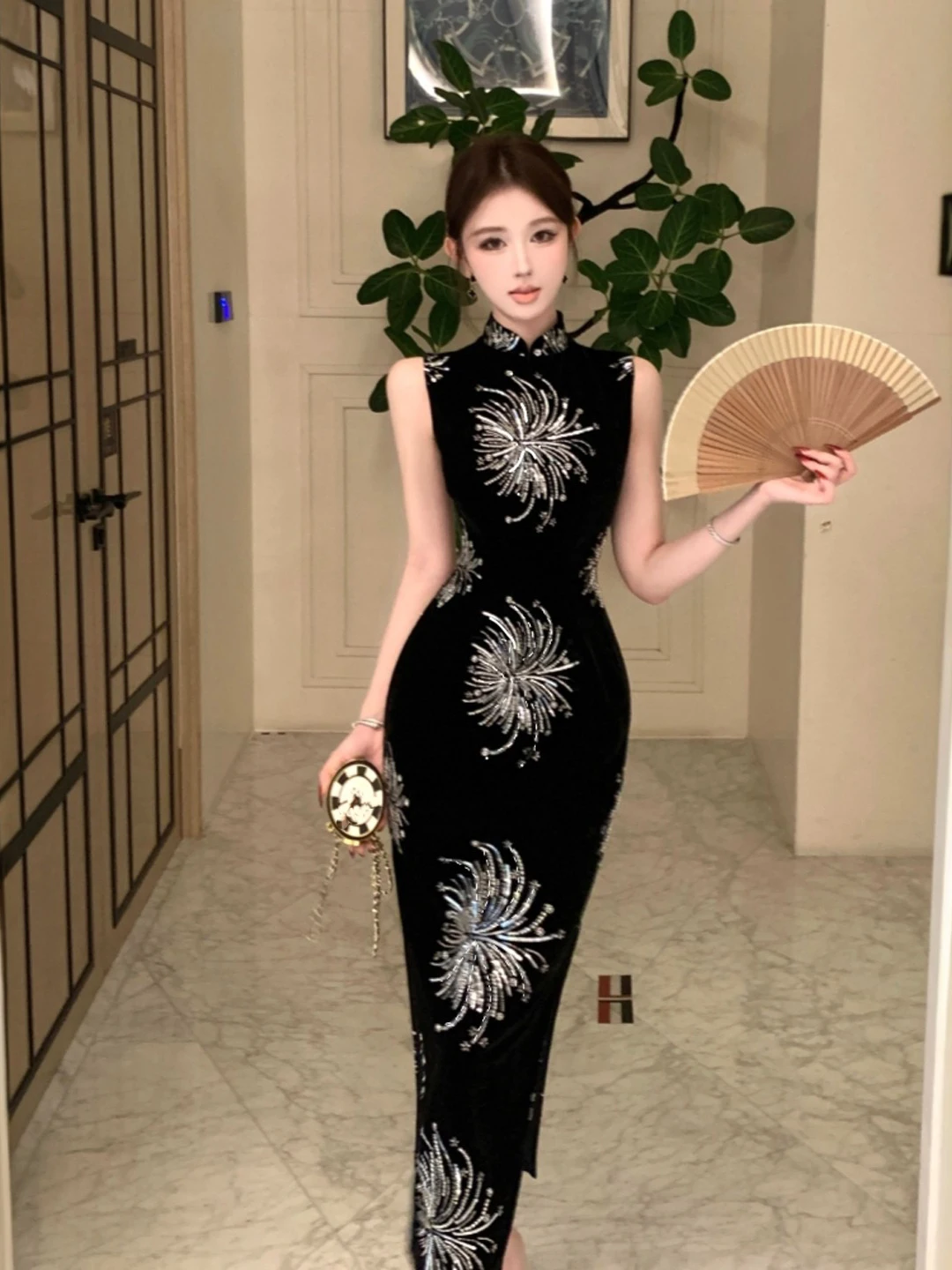 

Новое китайское бархатное облегающее платье-халат в национальном стиле, модное, для деловых встреч и повседневной носки, весна 2026