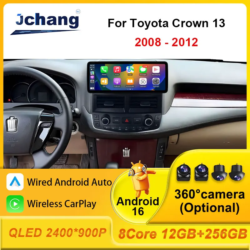 

2K Touch Screen for Toyota Crown 13 2008 - 2012 Car Radio CarPlay Android Auto Audio Video Multimedia Player Stereo Split Screen