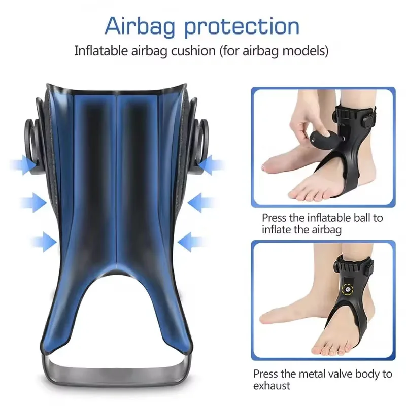 1PC AFO Drop Foot Brace Orthosis Ankle Support-With Comfortable Inflatable Airbag for Hemiplegia Stroke Shoes Walking