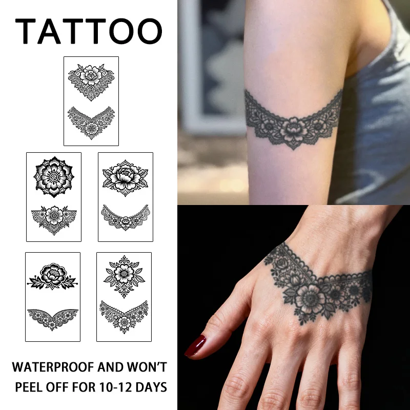 

Elegant Henna Waterproof Temporary Tattoo Stickers, Long-lasting Waterproof for One to Two Weeks, For Women, Arm, Palm, Leg