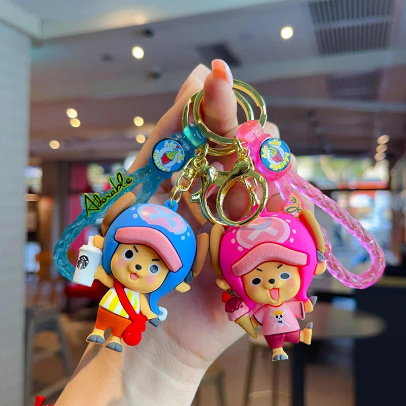 Porte-clés une pièce en PVC, bijoux à la mode, figurines d'action en résine, pendentif de sac