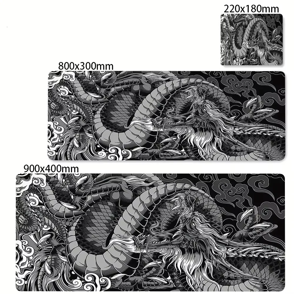 CIFBUY Black and White Dragon Large Gaming Mouse Pad Non-Slip Rubber Base Home Office Laptop Decor