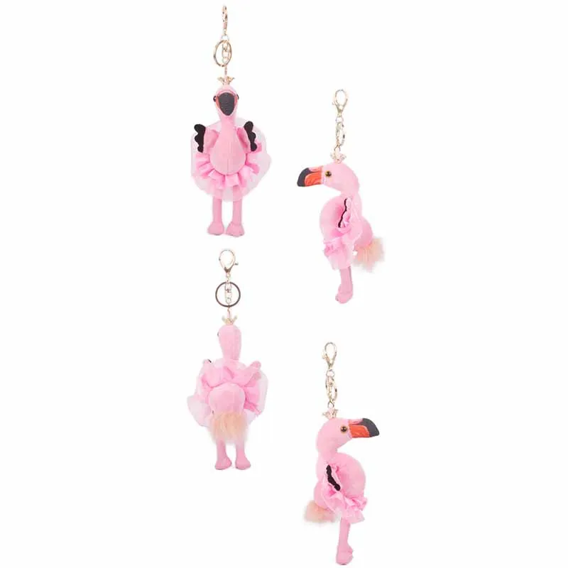 New Simulation Flamingo Plush Stuffed Keychain Pendant Cartoon Cute Flamingo Plush Doll Backpack Decoration Pendant Gifts