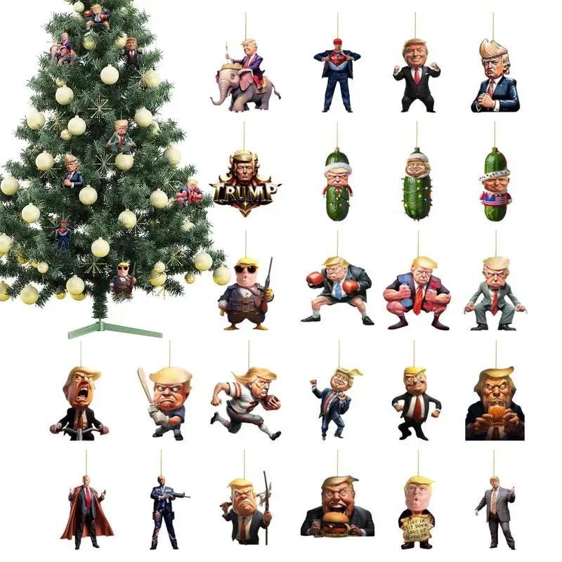 2D Trump Advent Calendar  24 Days Christmas Countdown Calendar Donald Trump Gift Box  Xmas Tree Hanging Pendants Ornament Gifts