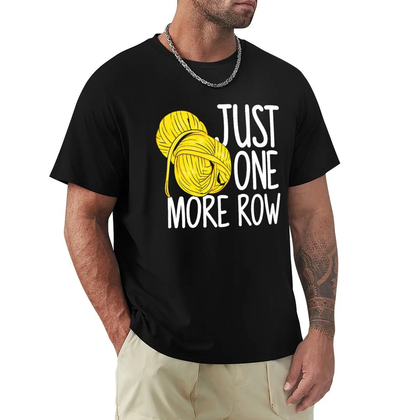 Just One More Row Knitting T Shirt Yarn Knitter Crochet T-Shirt Plus Size Street Style Tee