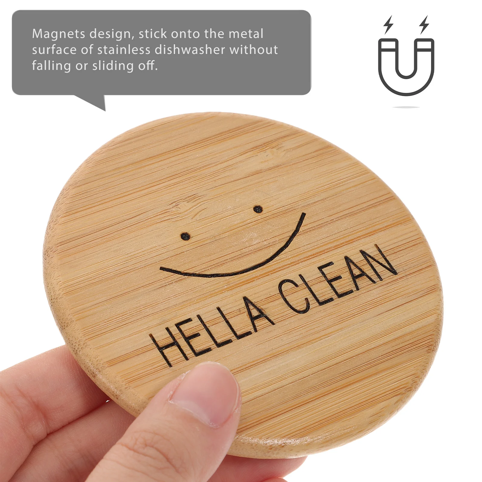 食器洗い機用クリーン/ダーティーマグネット 竹製両面デザイン マグネット式食器洗い機サイン 家庭用品 ギフトに最適
