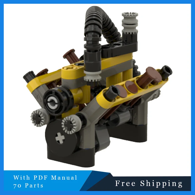 

70 деталей, технология MOC, модель для мини-двигателя, строительные блоки, образовательные игрушки для самостоятельной сборки, детский подарочный набор на день рождения, Рождество