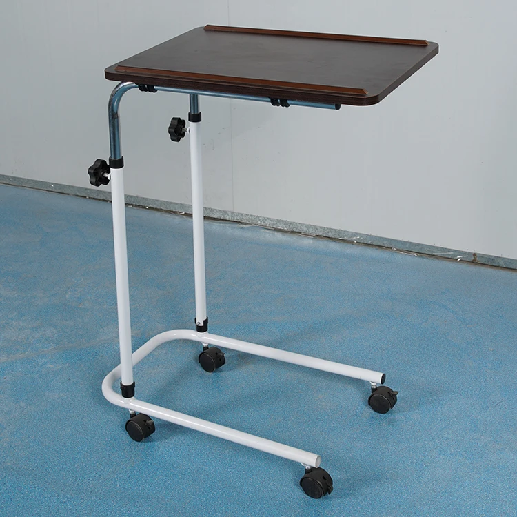 

Height-Adjustable Hospital Bedside Working Table with Wheels Tool-Free Self-Assembly Easy to Use Hospital Furniture