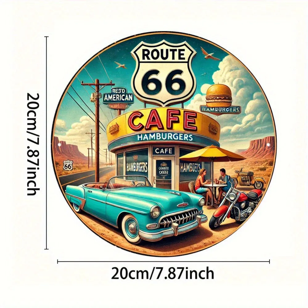 فن الحائط Vintage Route 66: السيارات الكلاسيكية والدراجات النارية والمناظر الطبيعية الأمريكية |   مثالية لـ Retro Diners والحانات والمقاهي والمكاتب