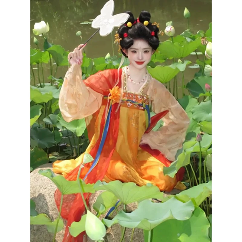 tang-lotus-adult-ancient-hanfu-women's-2026-spring-new-national-style-embroidered-printed-fairy-big-sleeve-shirt-set