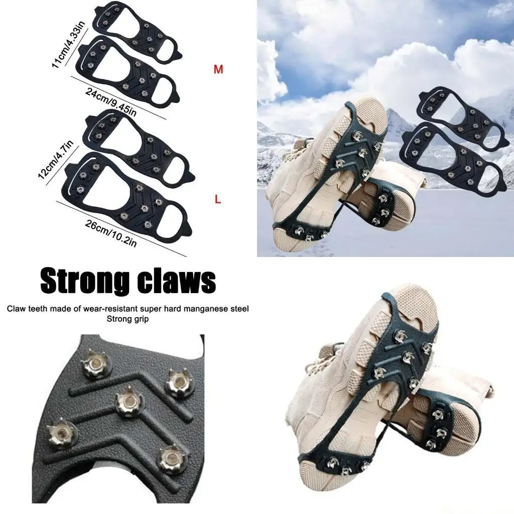

31BE Anti Slip Footwear Over Shoes Covers Crampon Ice Gripper 8-Tooth