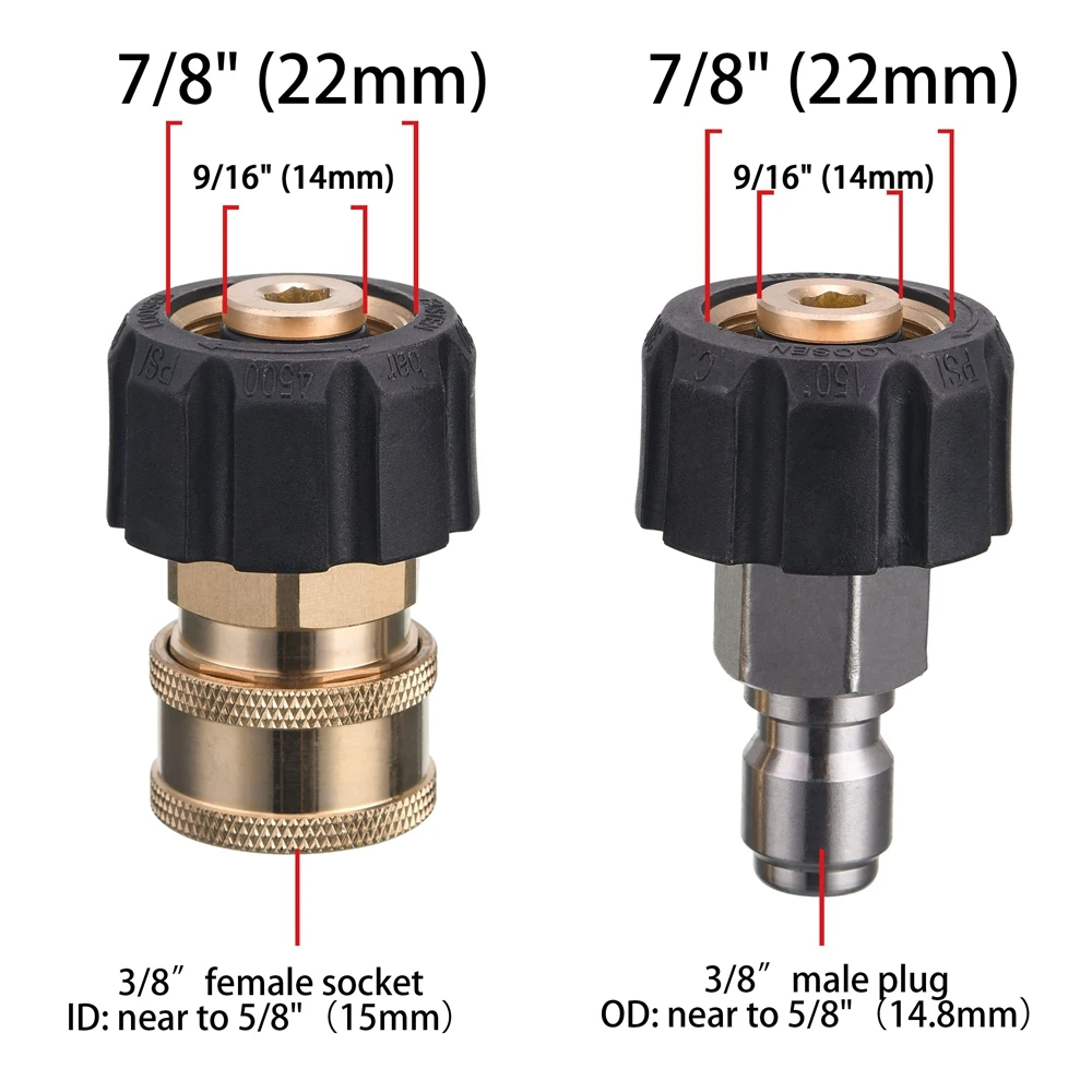 Imagem -02 - Quick Connect Adapter Grupo Lavadora de Pressão Fixação Mangueira Arma 5000 Psi M22 15 mm e M22 14 mm a 8