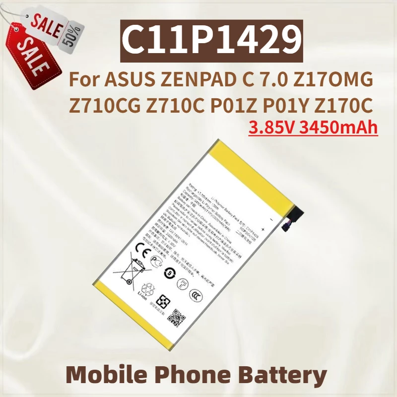 

Высококачественный аккумулятор для телефона C11P1429, 3,85 В, 3450 мАч, для ASUS ZENPAD C 7,0 Z17OMG Z710CG Z710C P01Z P01Y Z170C, новый