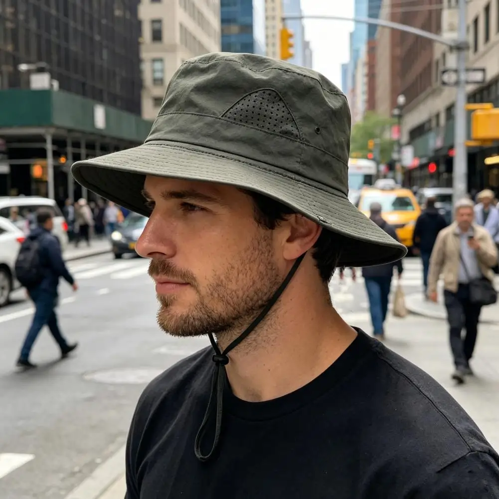 Sunshade Bucket Hat, Foldable Quick Dry Western Style Hat, Lightweight Sun Protection Hat for Hiking Fishing Camping Travel
