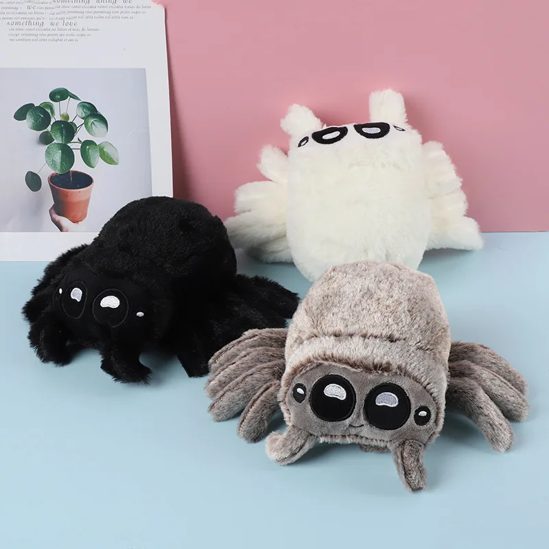 Lucas Friend Spider peluche Kawaii Black White Spider Doll decorazione della casa cuscino morbido farcito regali di Halloween giocattolo per bambini