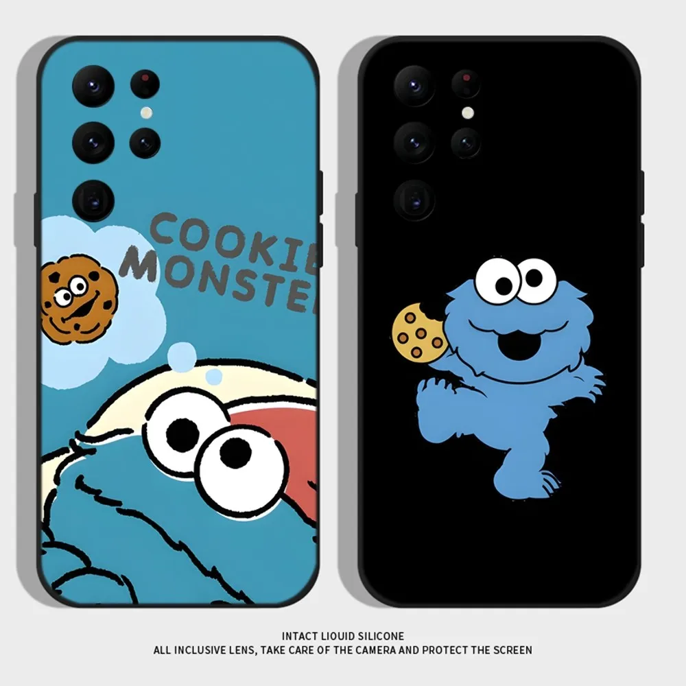 Cartoon C-Cookies Monster Phone Case For Samsung S24,S22 Ultra,S20,S30 plus,S22 plus,S23,S30 ultra 5G Silicone Cover