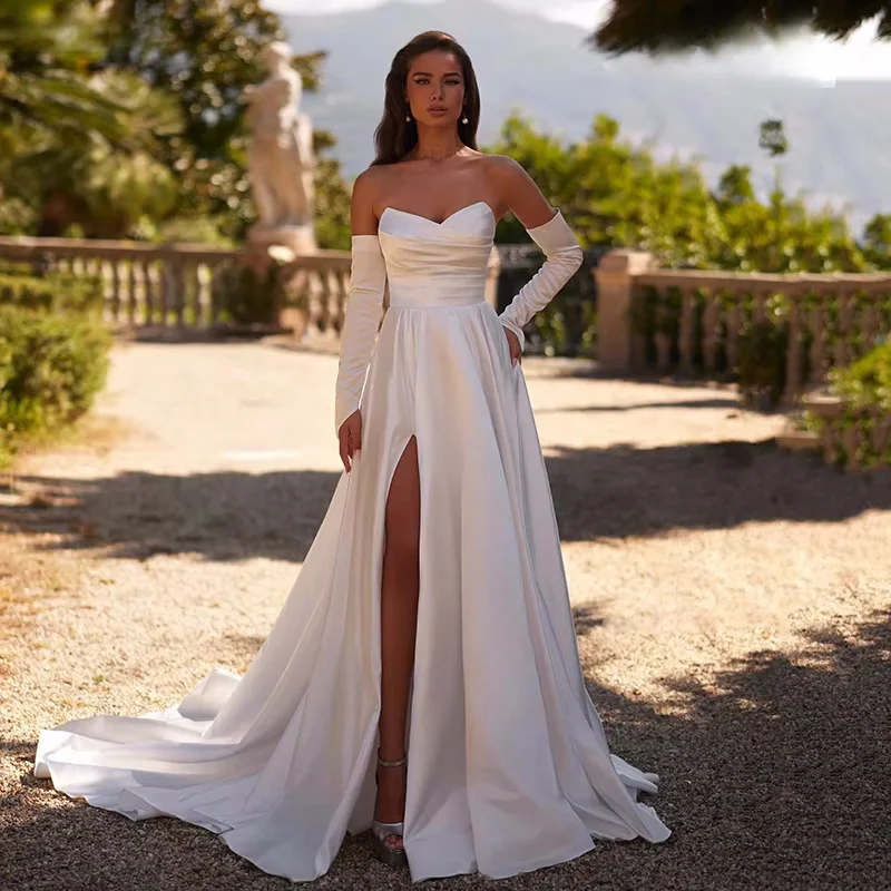 

Customize To Measures A-line Half Sleeves Wedding Dresses Sweethear Princess Bridal Gown Side Spile Elegant Robe De Mariee 2025