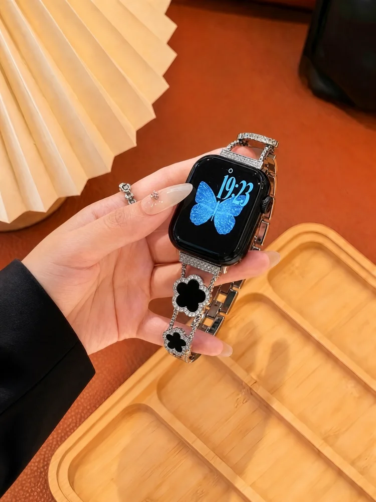 Light luxury fashion metal watch strap compatible with iWatch strap 38mm 40mm 41mm 42mm 44mm 45mm 49mm handmade watch strap