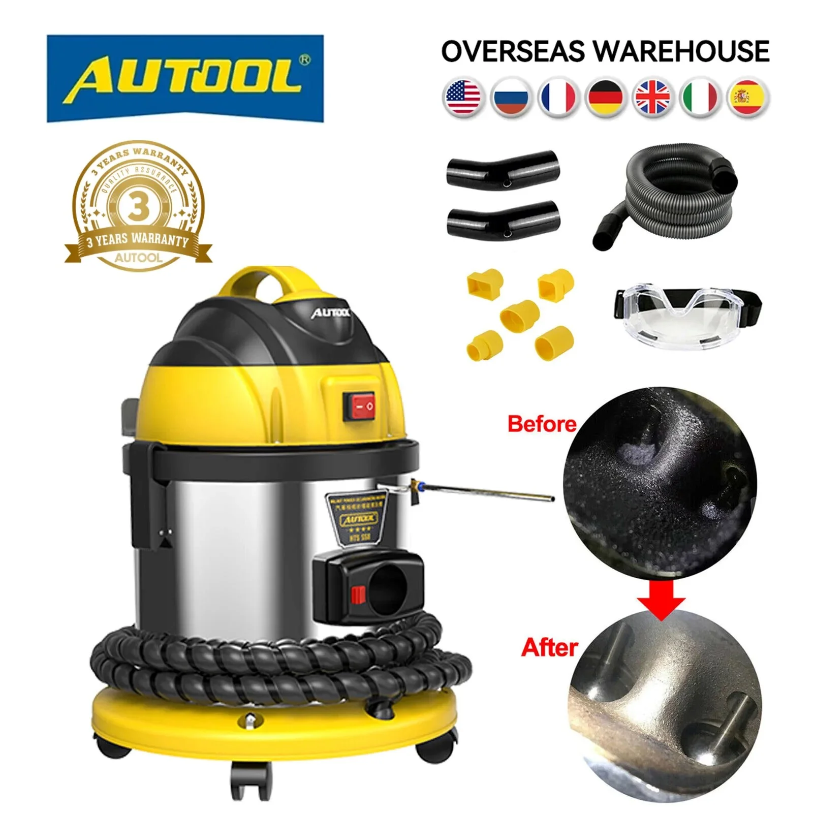 AUTOOL HTS558 Car Engine Carbon Intake Valve Spray Cleaner Carbon Deposits Valve Tonic System Cleaning Car Walnut Sand Blaster