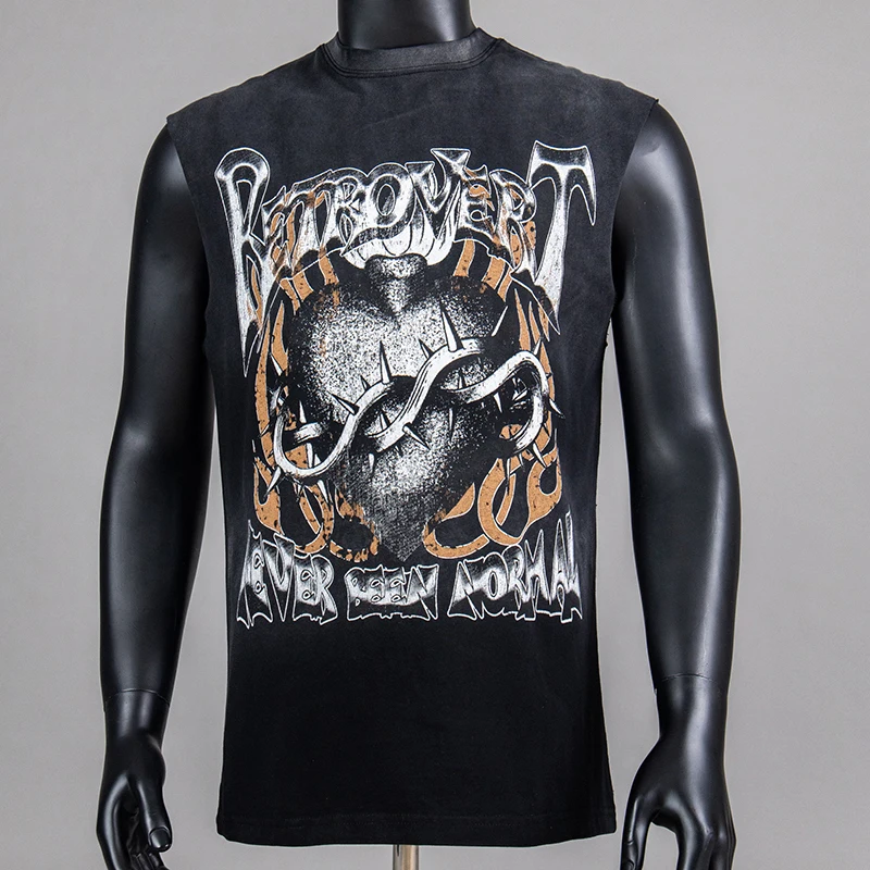 

Летняя футболка 2026 в стиле ретро: американский уличный стиль, с эффектом потертости, с буквенным принтом, повседневная универсальная футболка для мужчин и женщин