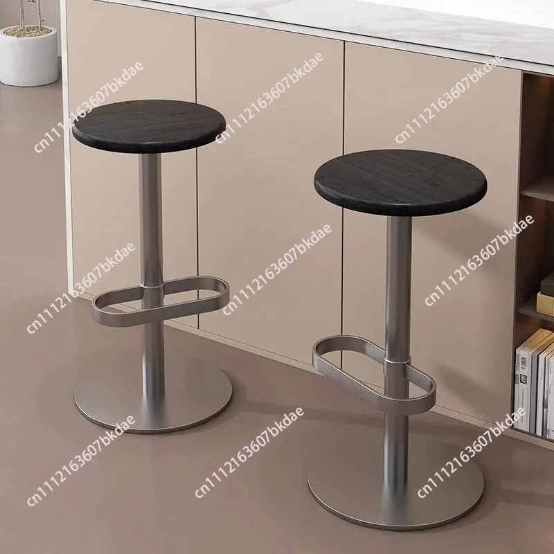 Industrial Bar Stool Adjustable Swivel Chair with Stainless Steel Base Minimalism Counter Stools Modern Cafe Pub Metal Seating