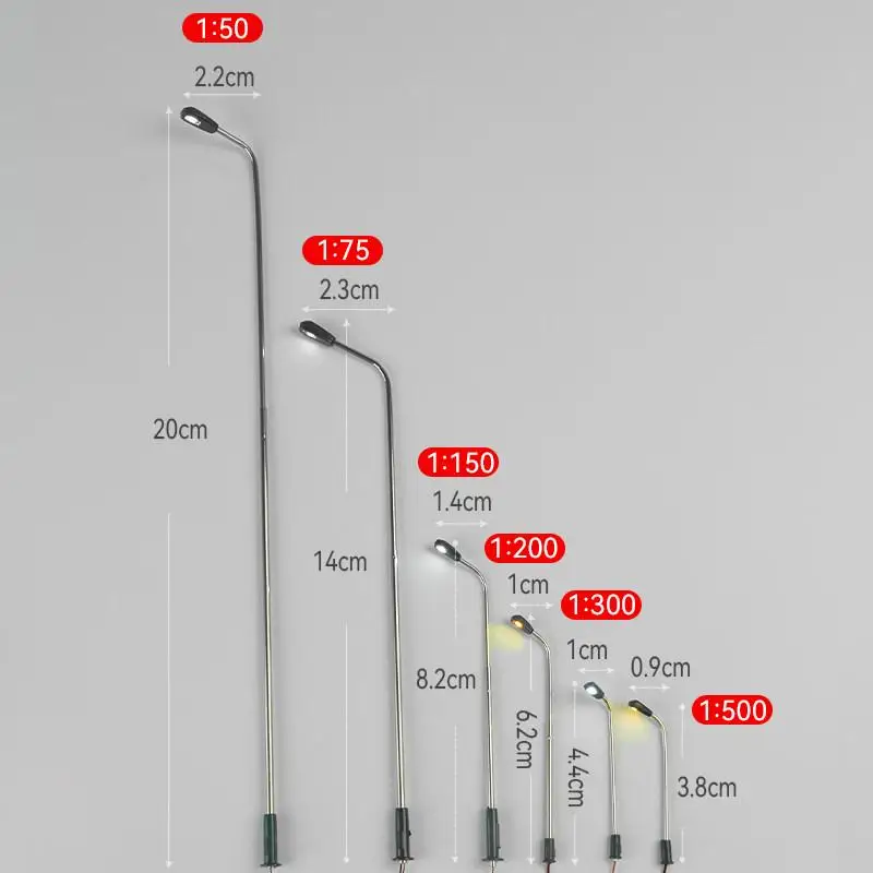 1 Pack Model Railway Single Head Street Light Warm White LEDs For 3V Supply For DIY Sand Table Diorama Road Scene Making