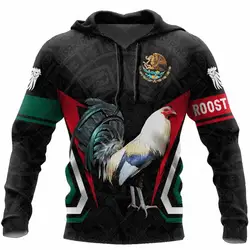 Mexican Hoodies Men's Hoodie 3D Print Mexican Rooster Graphics Tops Autumn Long Sleeve Streetwear Hooded Hoodie For Men Clothing