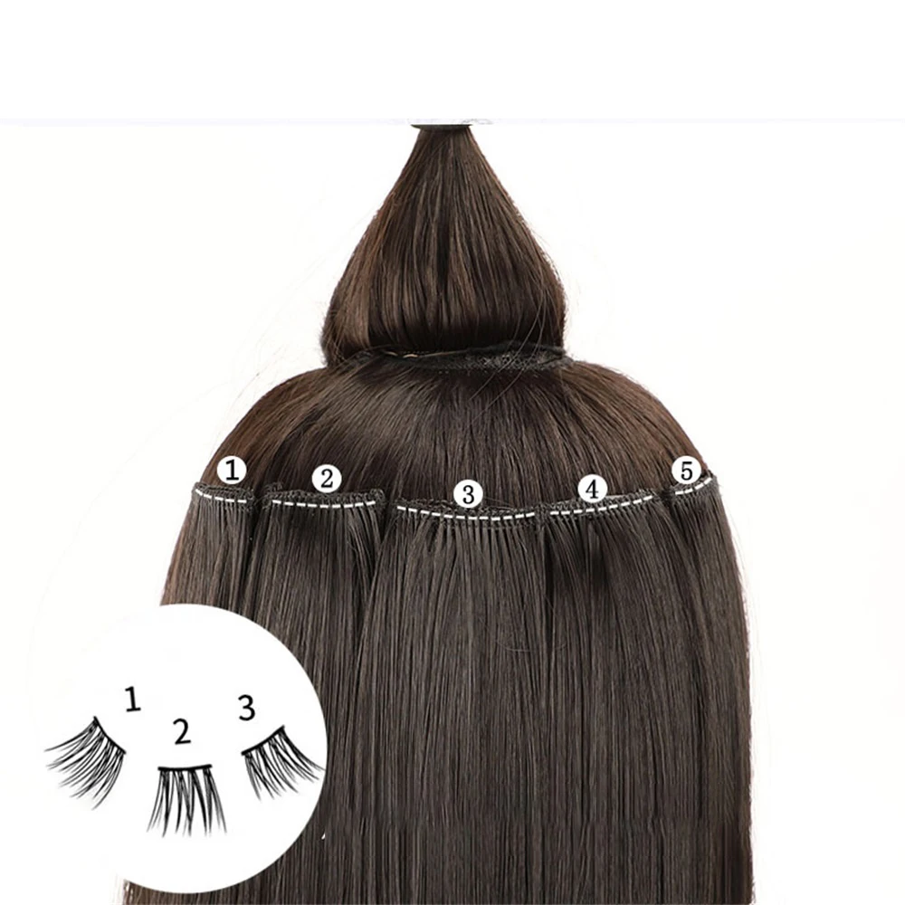 Women Invisible Seamless Long Straight Wig Natural Fake 1pcs  Increase Hair Volume Hair Extensions 30cm