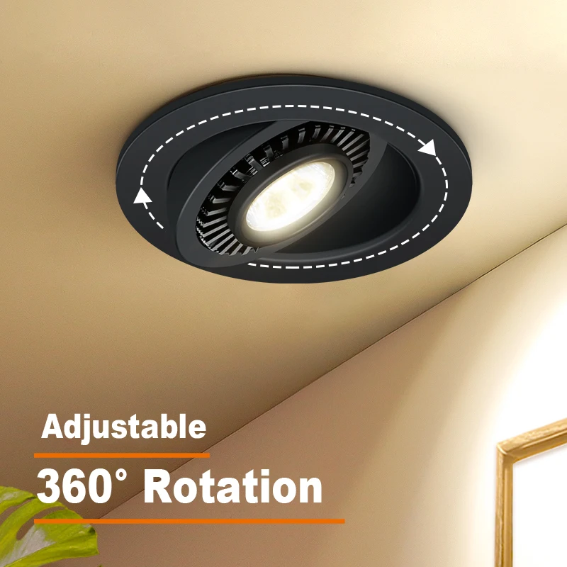 Możliwość przyciemniania LED typu Downlight wpuszczone W sufit reflektor Led 5W 7W 12W 220v lampa świecąca W dół 360 stopni obrotowy pokoju kryty