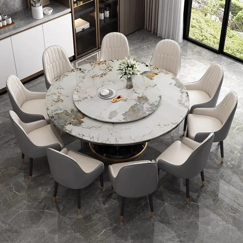 Design Nordic Dining Table Luxury Round Marble White Dining Table 8 People Living Muebles De Cocina Decoration Accessories