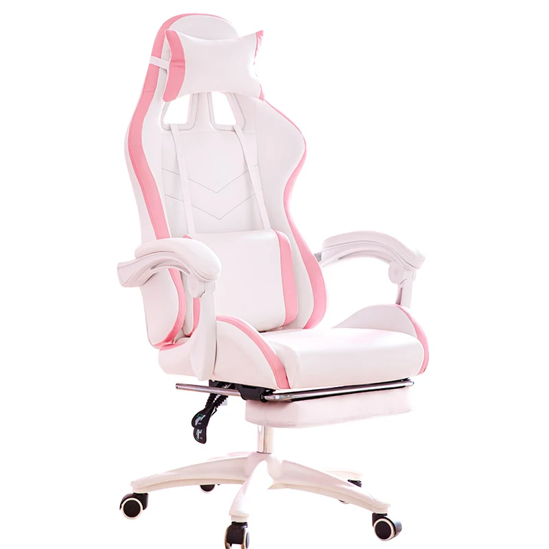 Multifunctional gaming chair pink girls can lie down comfortable office swivel chair long-term live game home computer chair