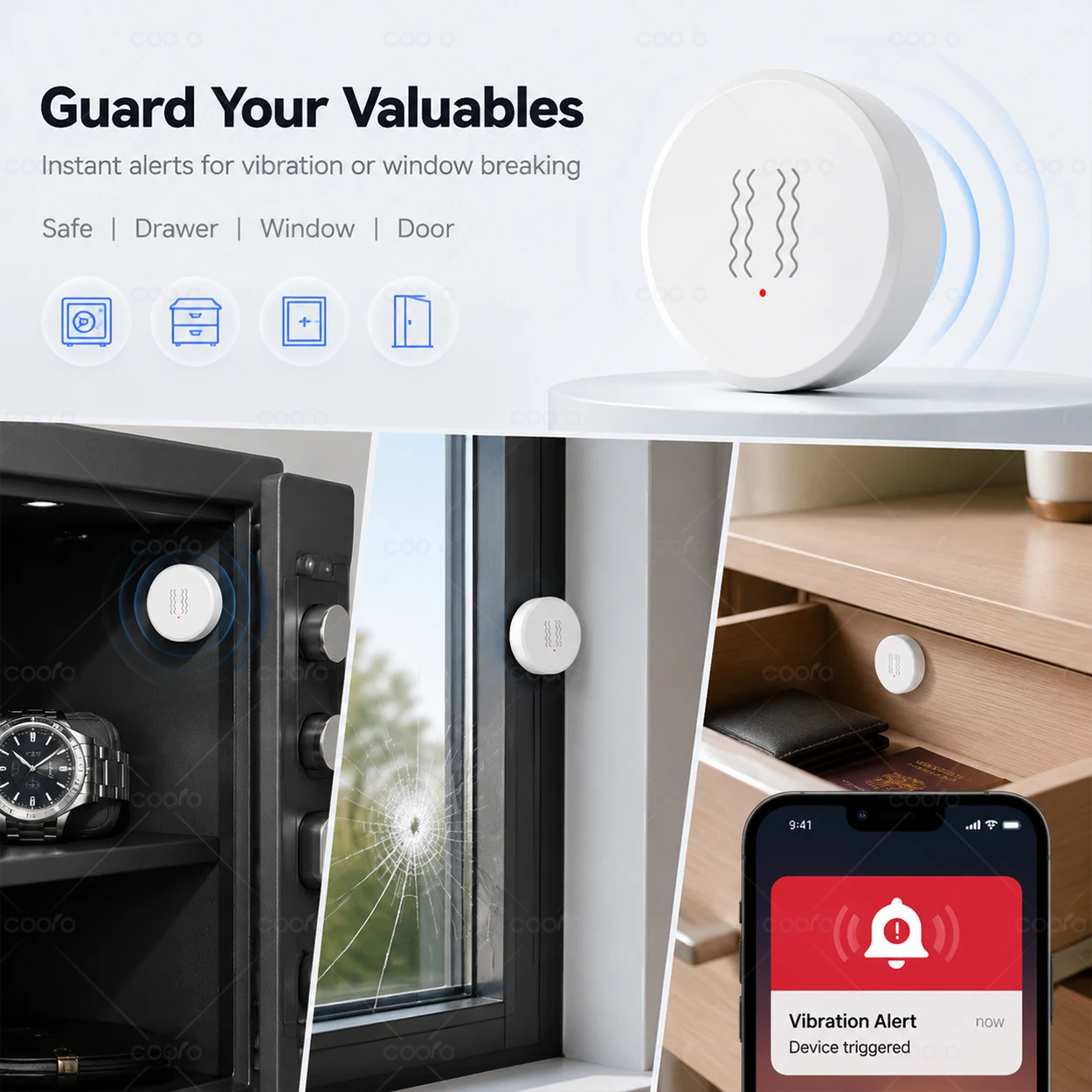 Intelligenter Zigbee-Vibrationssensor für Türen, Fenster und Schubladen, zur sicheren Erkennung von Bewegungen und Stößen in Echtzeit, mit Alarmfunktion, kompatibel mit Zigbee2MQTT. – Detail 4