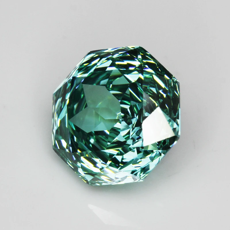 New 5A Paraiba Green Color Millennium Octagon Rose Cut Cubic Zirconia Gemstones for Jewelry Making