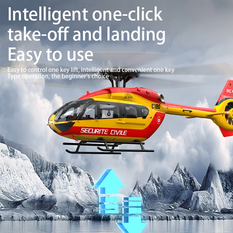 C190 H145 1/30  6ch Single Blade Aileron Free Realistic Helicopter H145 Optical Flow Fixed Height Dual Brushless Toy Helicopter