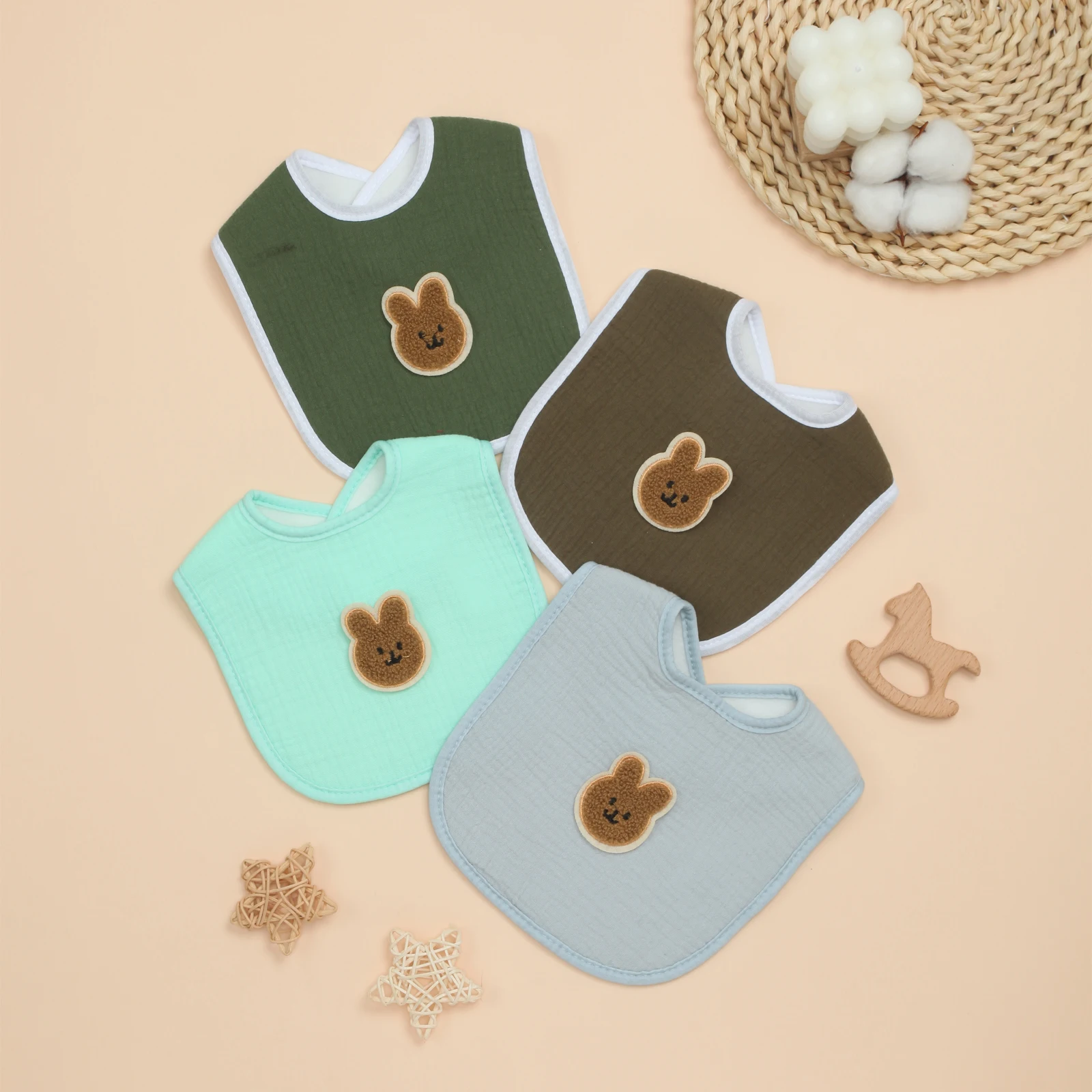 

4-пакет детских нагрудников, ультрамягкие нагрудники для слюней для мальчиков и девочек, впитывающие мягкие хлопковые нагрудники для кормления и прорезывания зубов