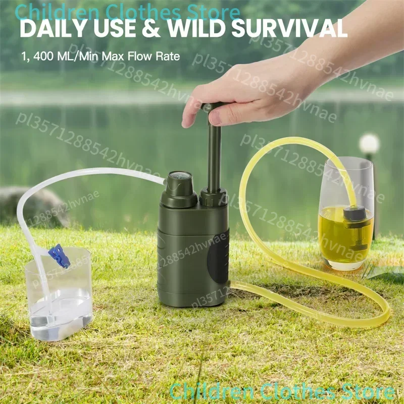 Pompe de purificateur d'eau extérieure, filtre à eau en 3 étapes, 0.01 microns, eau Portable d'urgence filtrée pour randonnée, équipement de survie, Camping