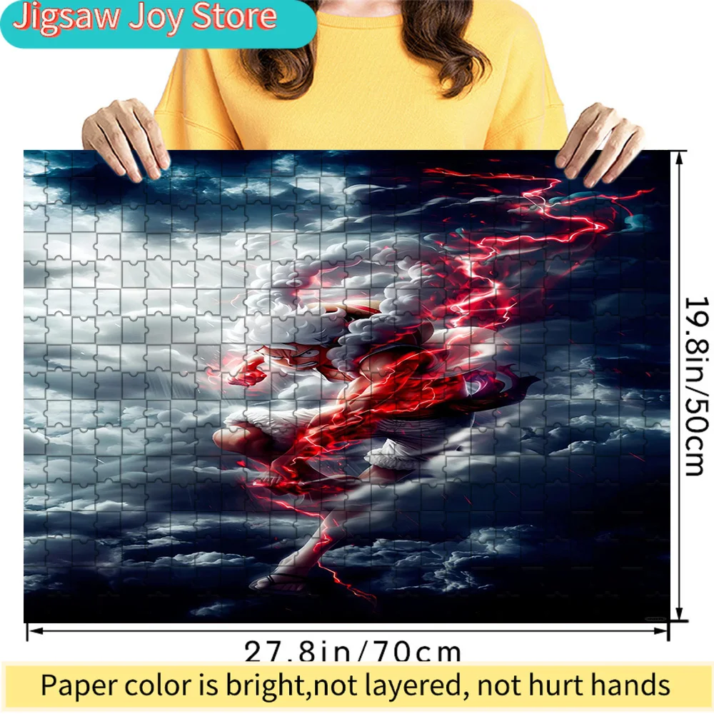 

Коллекционный художественный пазл One Piece: Луффи Гир 5 Ника, сцена с красными молниями и облаками, эпический аниме-персонаж, коллекционный предмет