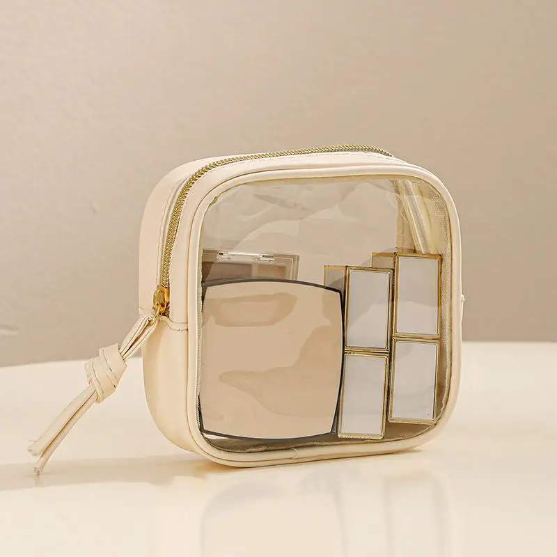 Durchsichtiger Make-up-Koffer aus PVC, Kulturbeutel, Mehrzweck-Reiseset, tragbar, großes Fassungsvermögen, staubdichter Organizer, transparente Aufbewahrungstasche – Detail 8
