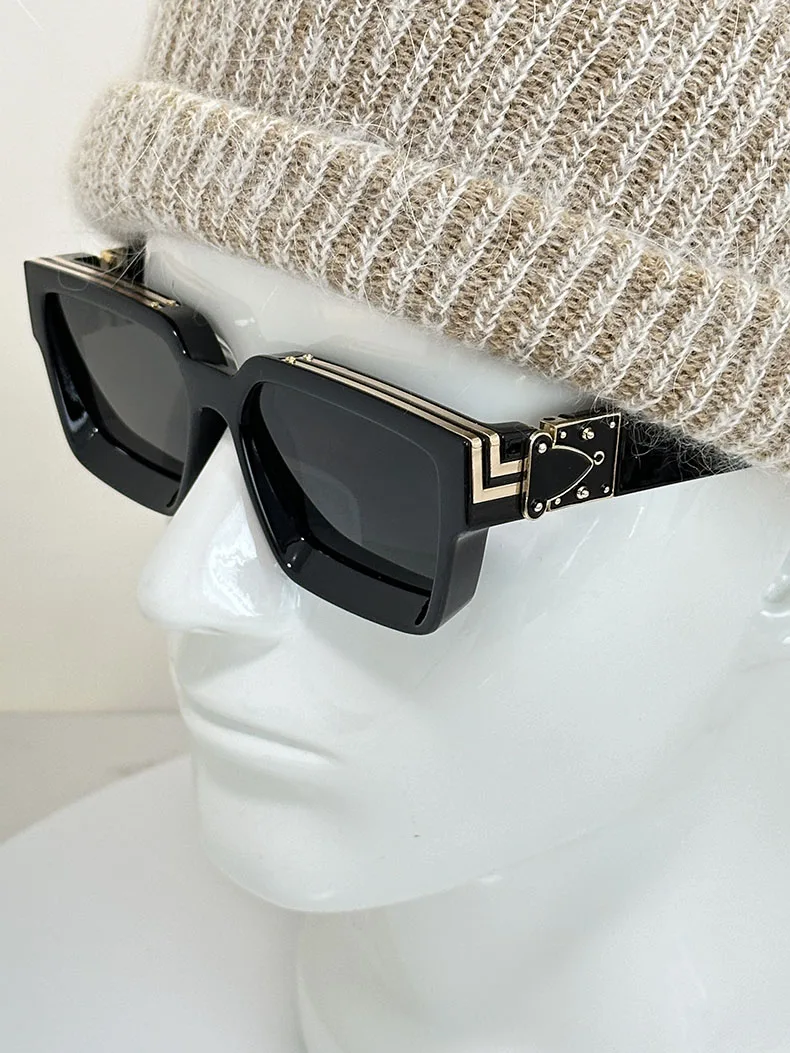 Millionär Quadratische Sonnenbrille Für Männer Retro Sonnenschutz Sonnenbrille Frauen Trendy Und Modische Vintage Mode Gläser Zonnebril – Detail 12